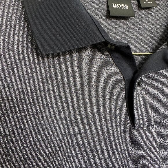 HUGO BOSS Pitton Fineliner Slim Fit Polo in Navy - Picture 3 of 4